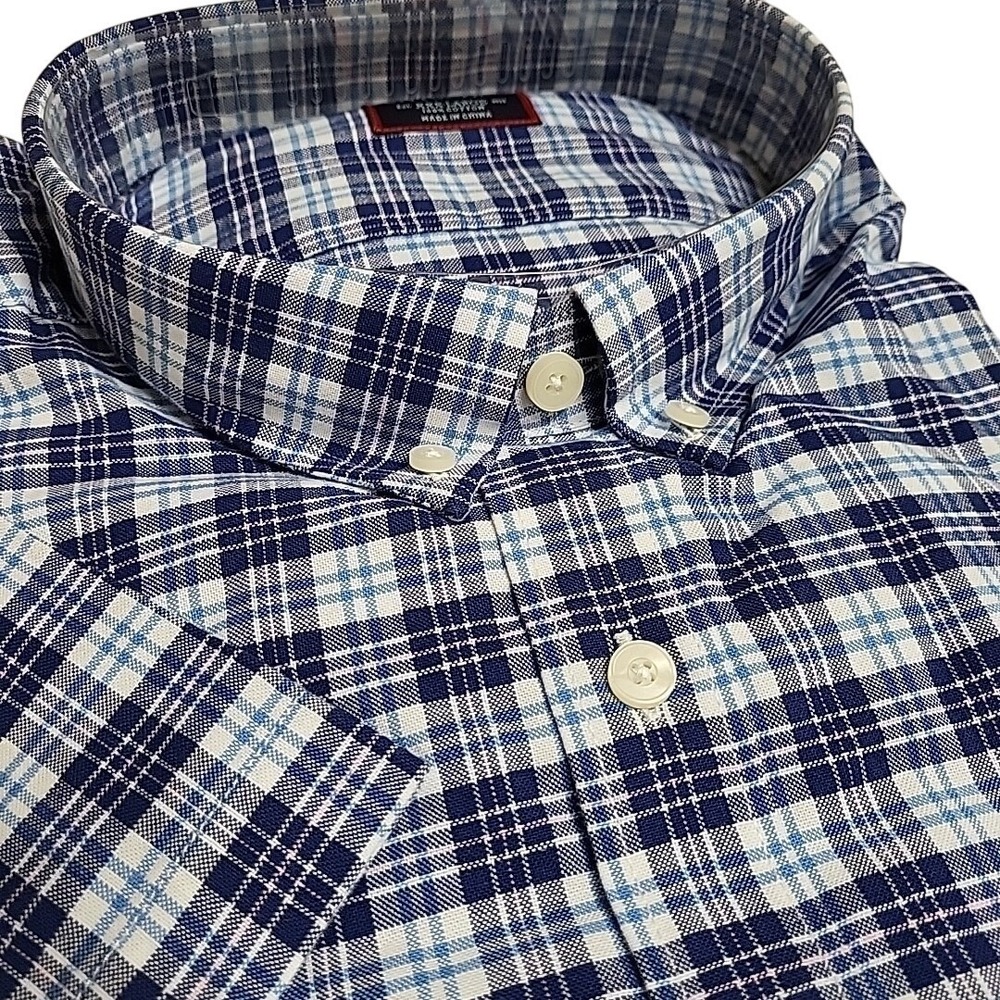 NEW UNTUCKIT Trotanoy Mens XXXL 3XL Blue Plaid Short Sleeve Button‎ Down Shirt